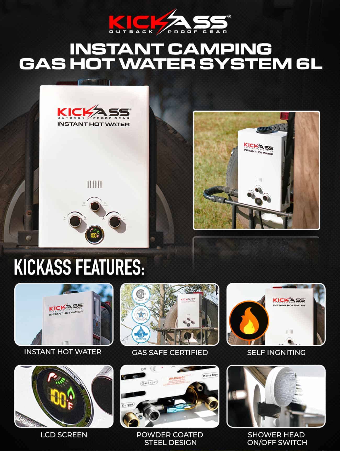 KickAss Shower Tent & Gas Hot Water System KickAss Products USA
