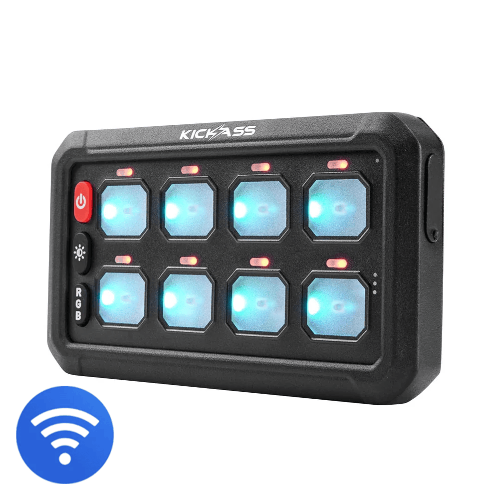 KickAss 12/24V 8 Gang Wireless Switch Panel with Magnetic Charging Cradle - MKII - KickAss Products USA