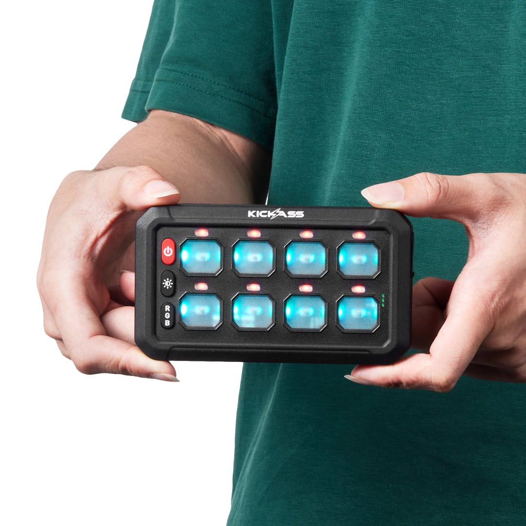 KickAss 12/24V 8 Gang Wireless Switch Panel with Magnetic Charging Cradle - MKII - KickAss Products USA
