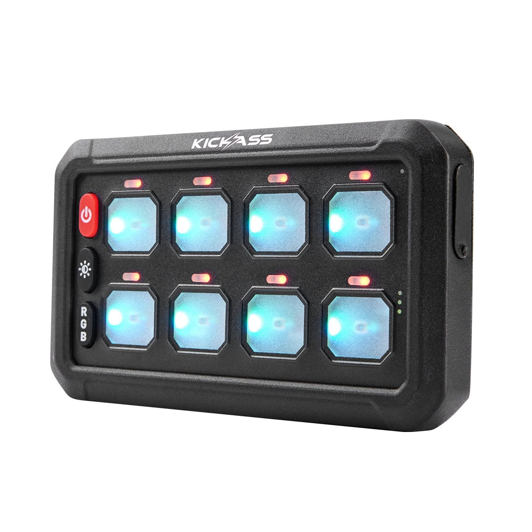 KickAss 12/24V 8 Gang Wireless Switch Panel with Magnetic Charging Cradle - MKII - KickAss Products USA