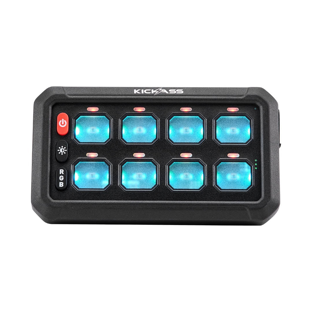 KickAss 12/24V 8 Gang Wireless Switch Panel with Magnetic Charging Cradle - MKII - KickAss Products USA