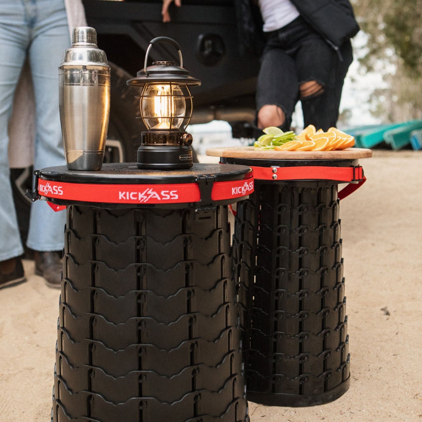 KickAss Large Portable Outdoor Pop Up Stool/Bin with Lid - KickAss Products USA