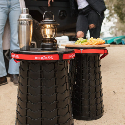 KickAss Large Portable Outdoor Pop Up Stool/Bin with Lid - KickAss Products USA