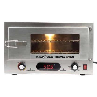 KickAss 12V 130W Portable Travel Oven Small - Glass Door, Thermometer & Tray