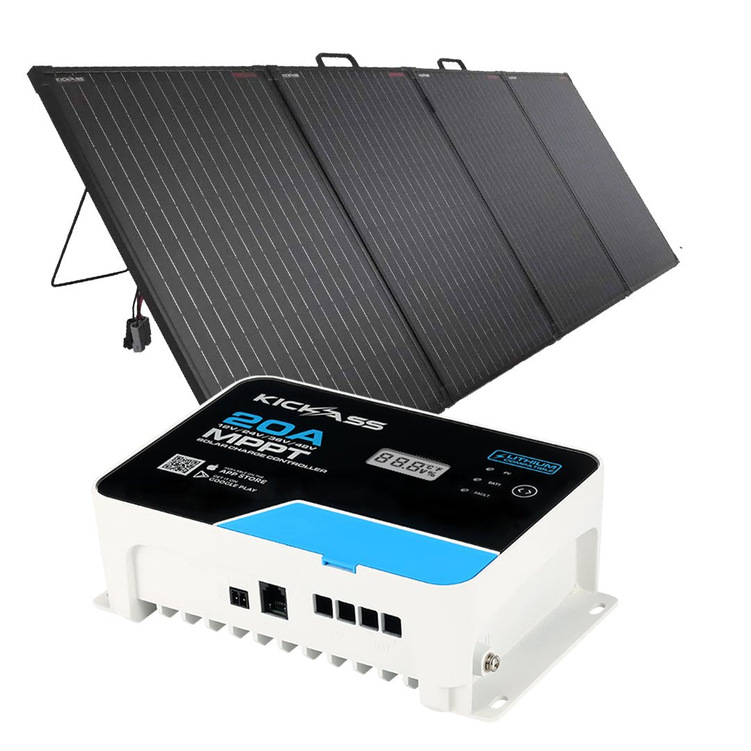 KickAss 12V 200W Super Thin Lightweight Portable Camping Solar Panel and 20A MPPT Controller Kit