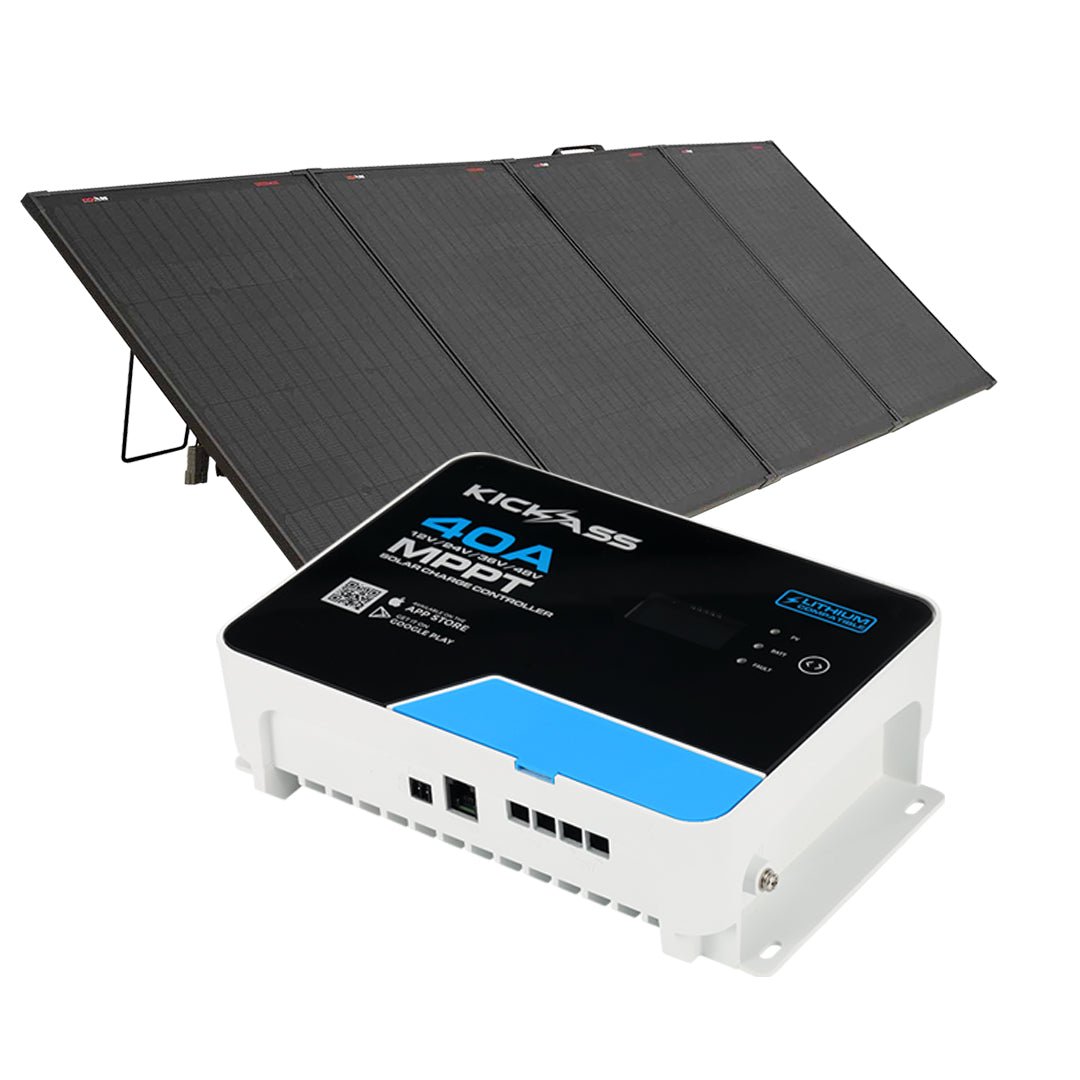 KickAss 12V 300W Ultra Efficient Thin Portable Solar Panel with 40A MPPT Controller Package