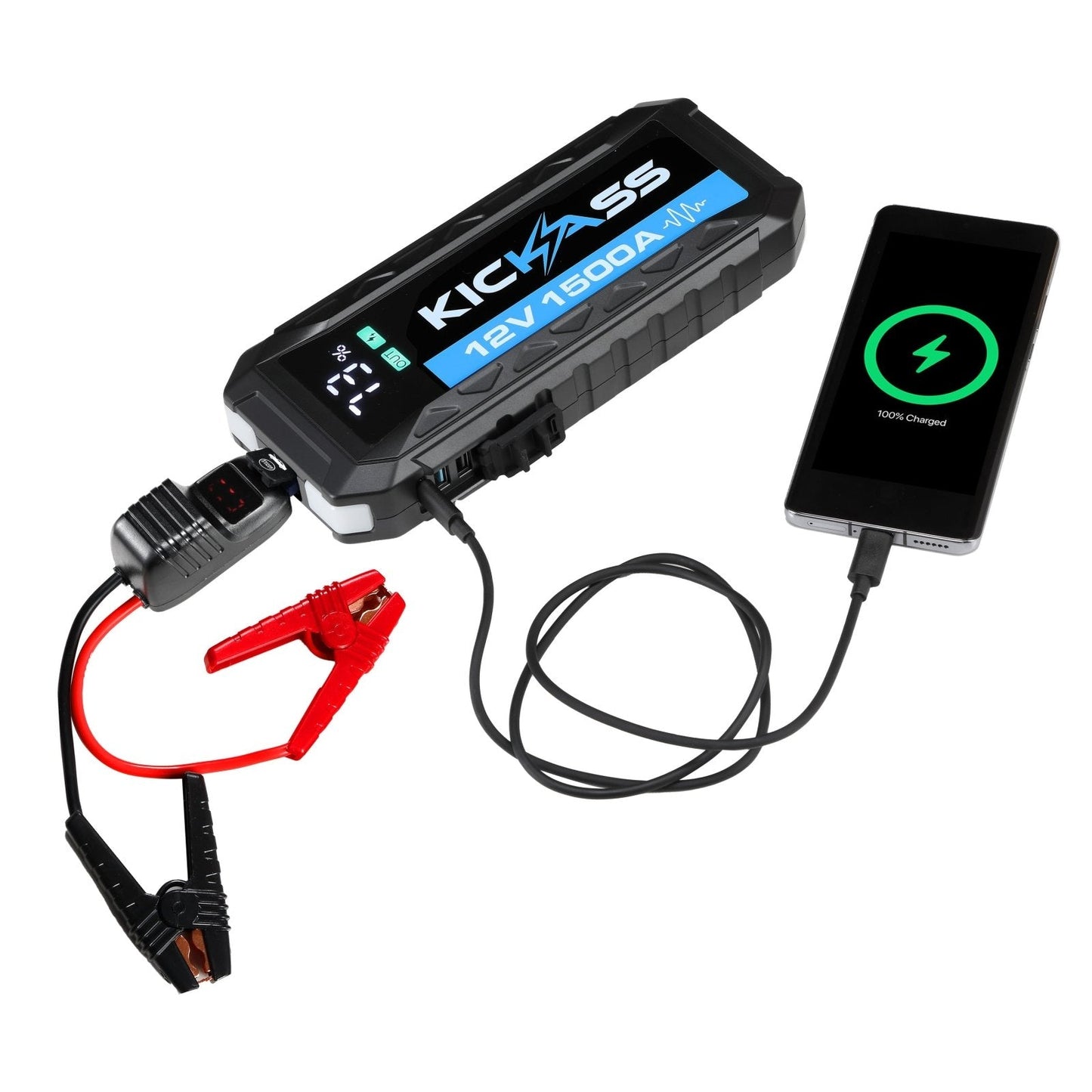 KickAss 12V Lithium 1500A Portable Car Jump Starter Power Bank