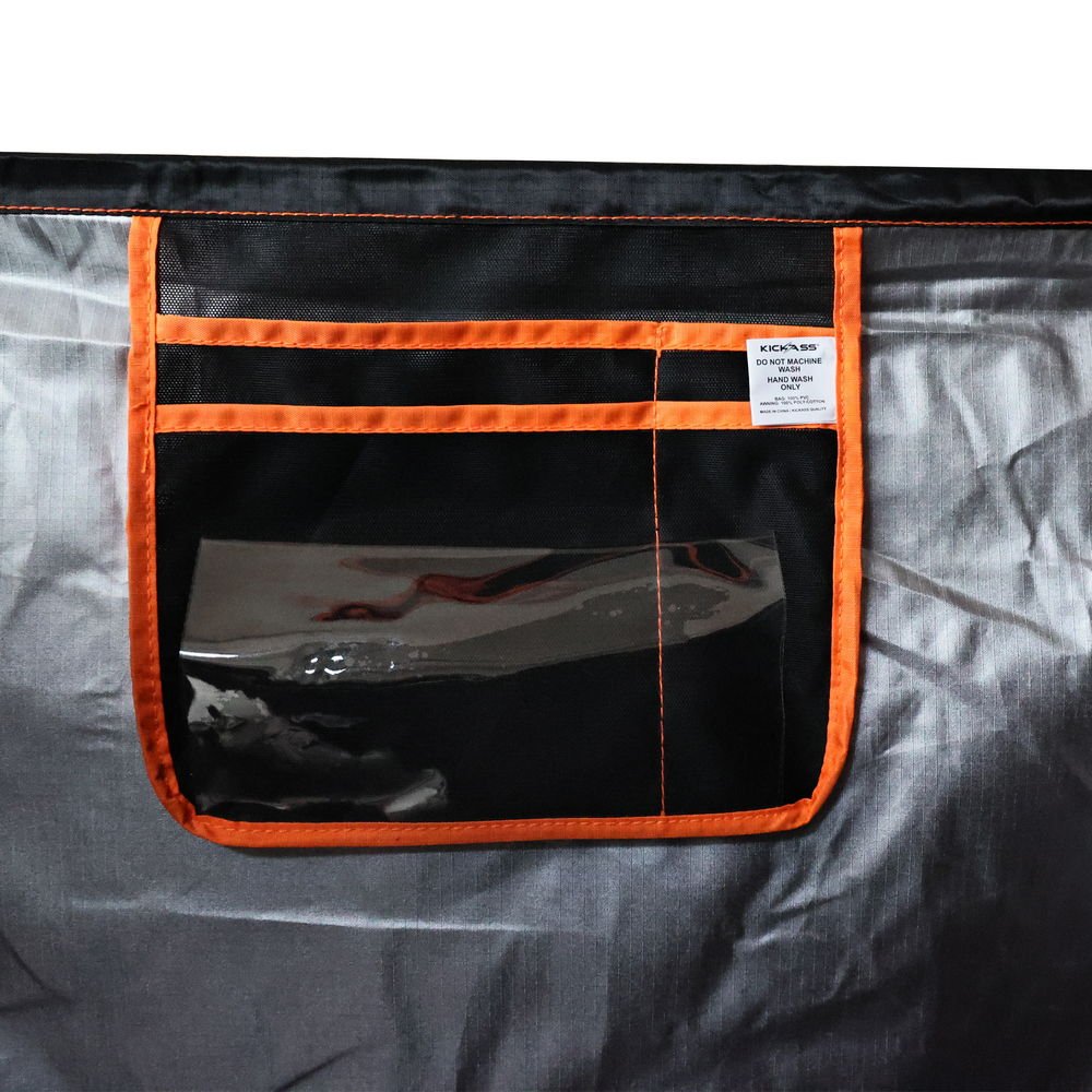 KickAss Premium Shower Awning Black and Orange
