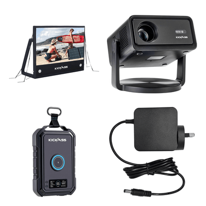 KickAss ProductsKickAss 120” Portable Outdoor Cinema AirScreen Bundle with Smart Projector, 12Ah Power Pack & AC AdapterBUNDLE-KAODCPAS120-KAPHUB-150