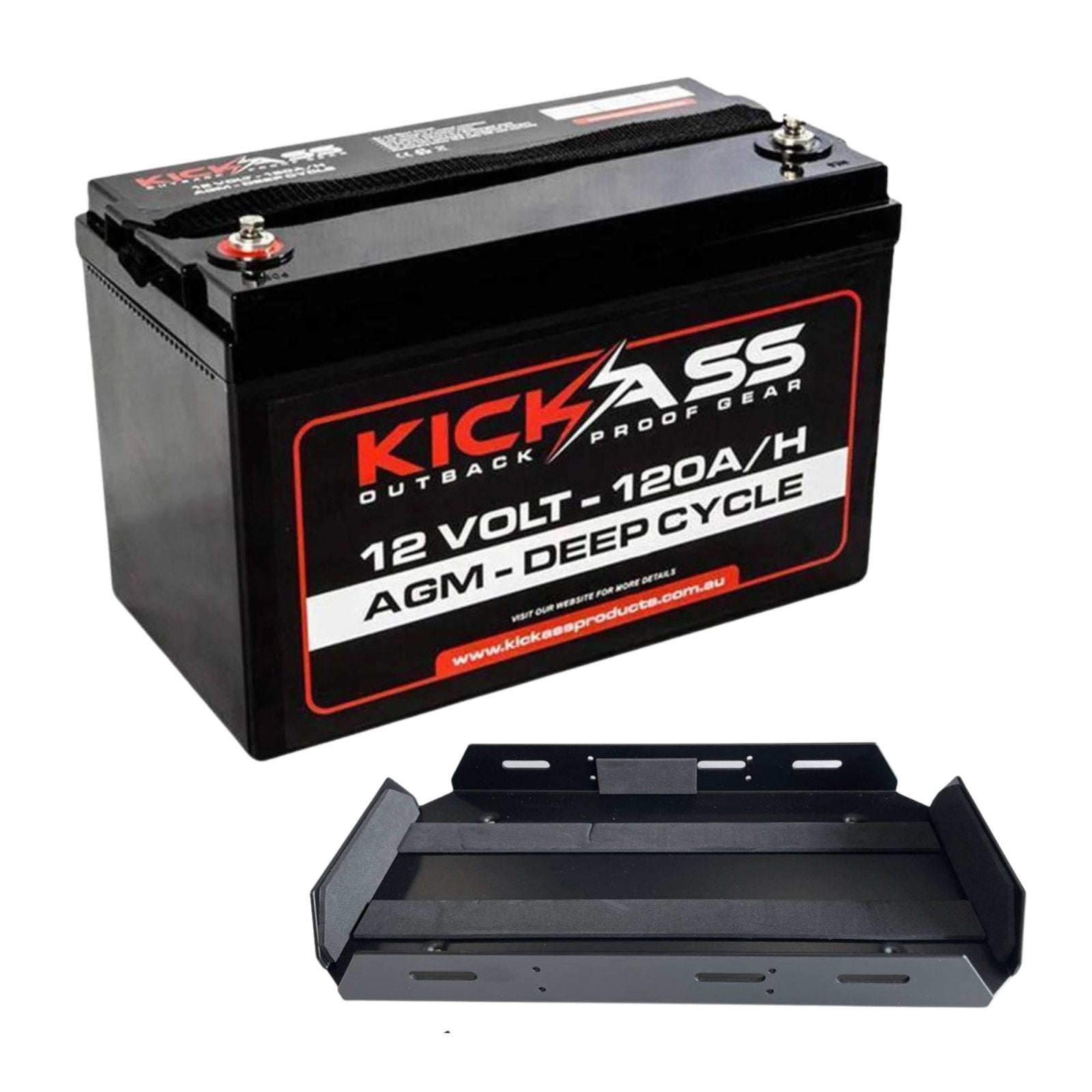 KickAss ProductsKickAss 120Ah 12V Deep Cycle AGM Battery + Tray BundleKA12120N70TRAY