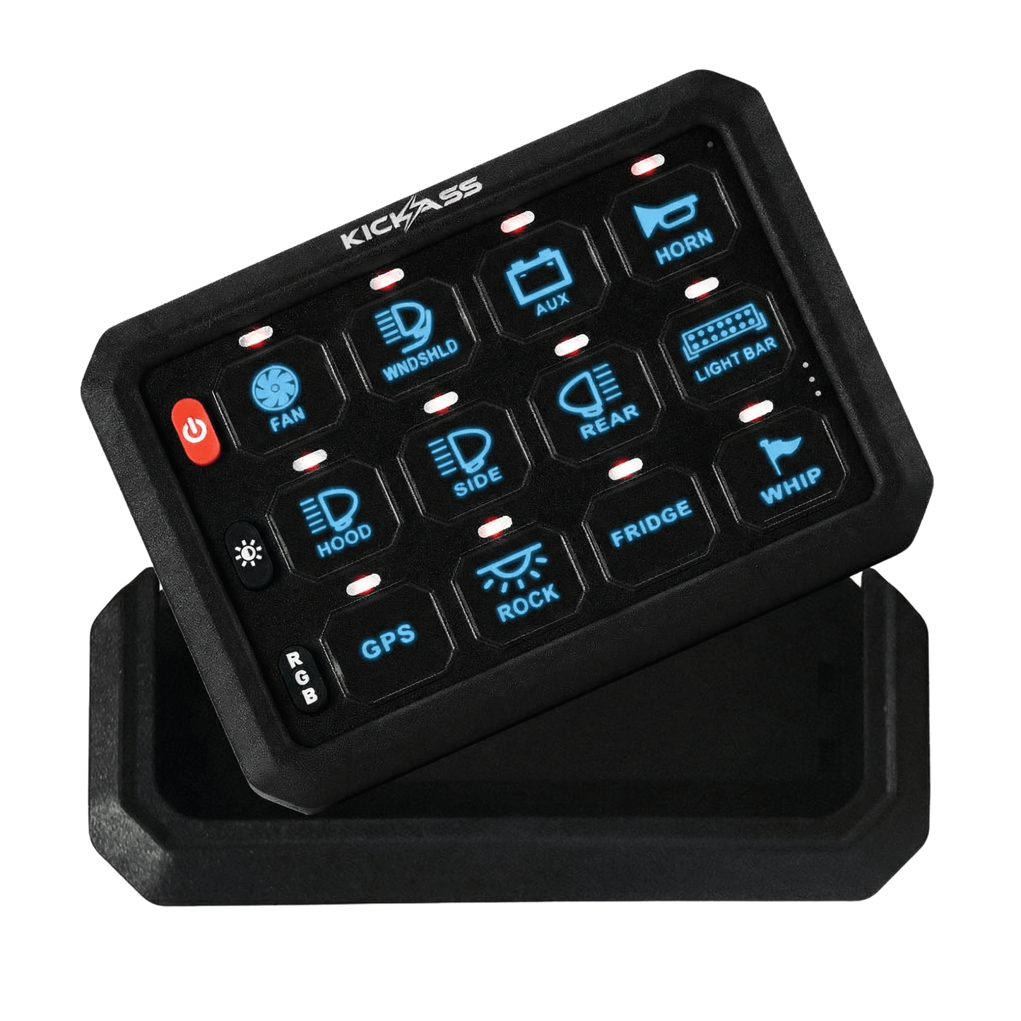KickAss ProductsKickAss 12/24V 12 Gang Wireless Switch Panel with Magnetic Charging CradleKAWLSWPANEL-12