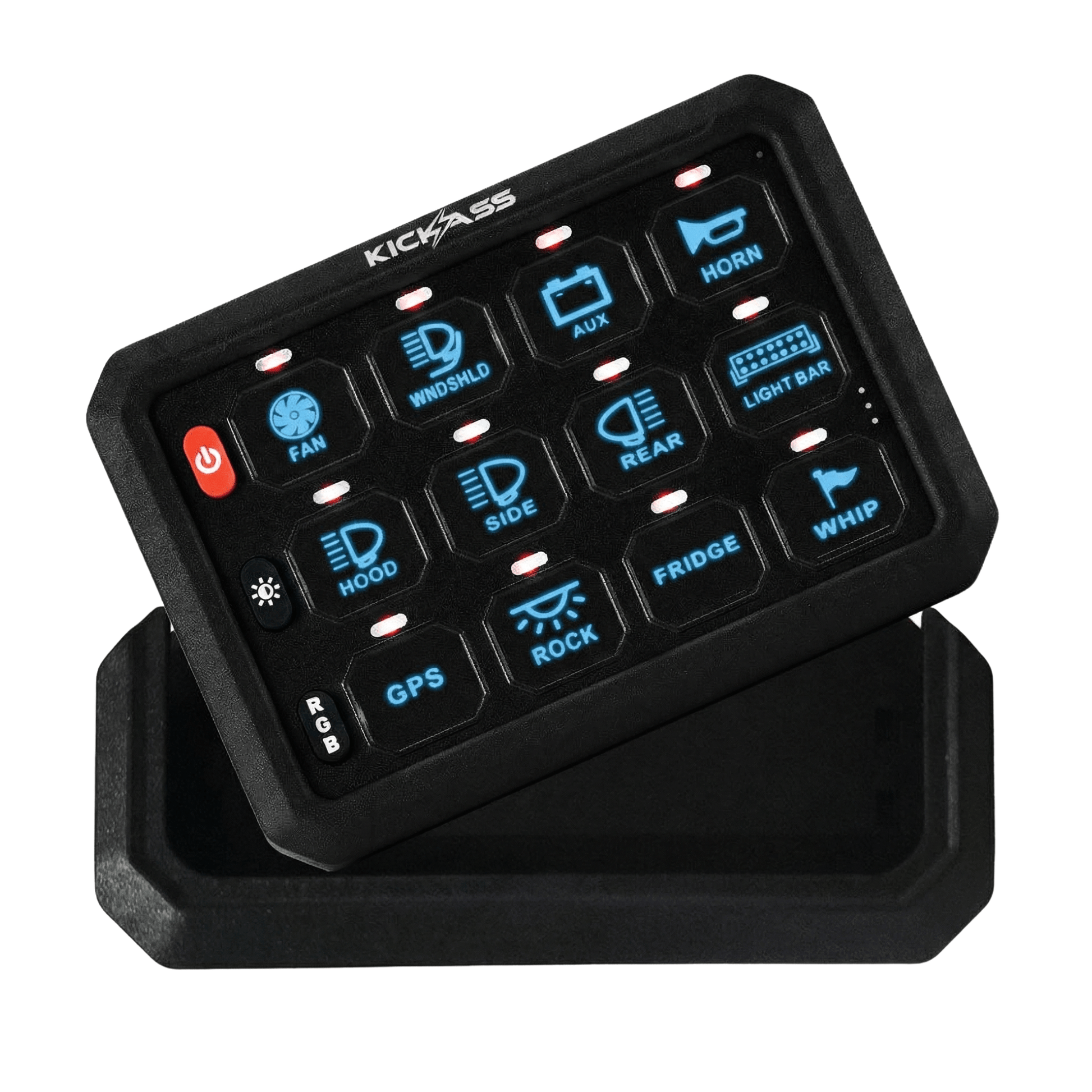 KickAss ProductsKickAss 12/24V 12 Gang Wireless Switch Panel with Magnetic Charging CradleKAWLSWPANEL-12