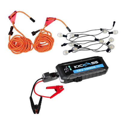KickAss ProductsKickAss 12V 1500A Portable Car Jump Starter Bundle with Outdoor Tie - Down Guy Rope LED Lighting KitKABUN-JUMP-LEDROPE
