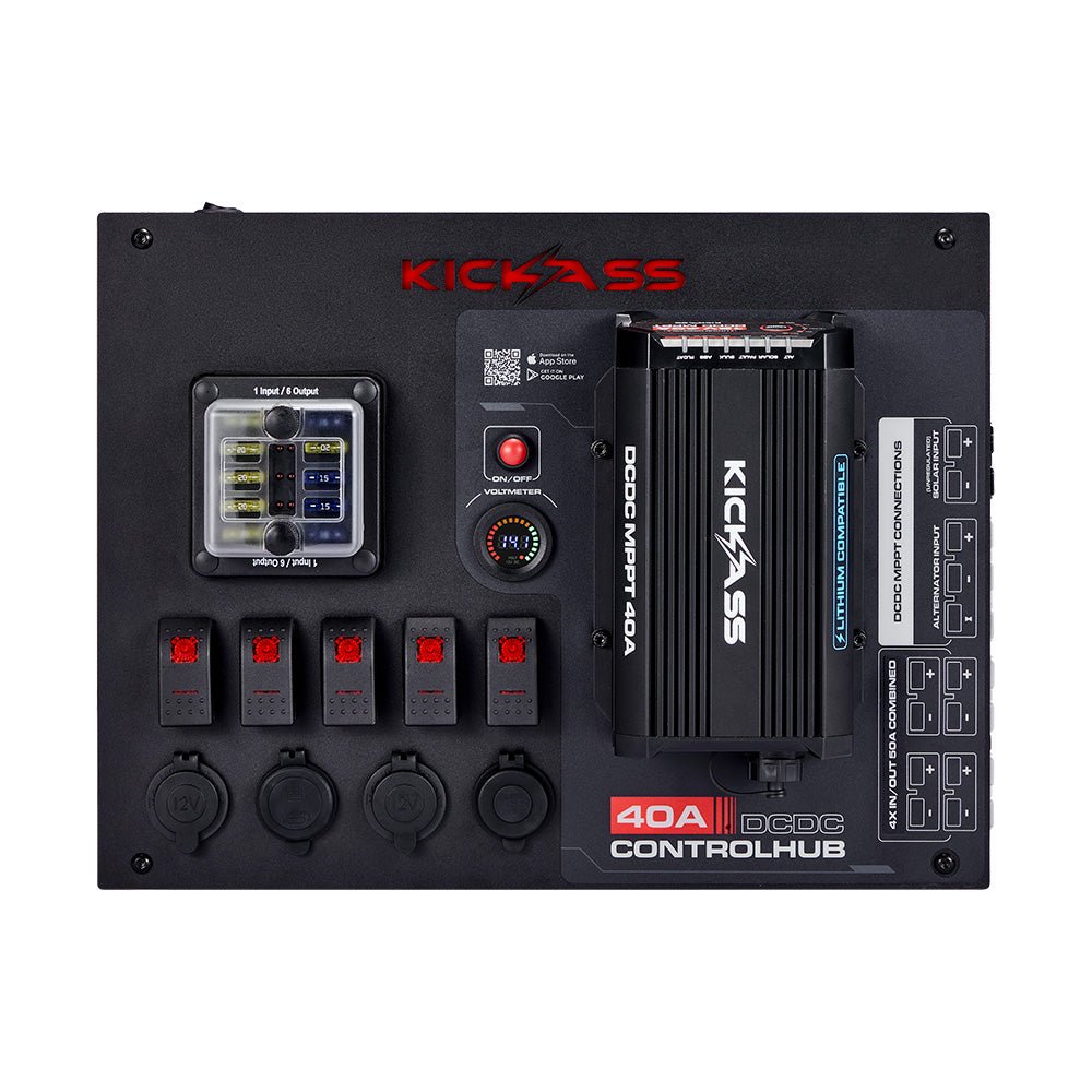KickAss ProductsKickAss 12V Control Hub / Panel with Smart 40A DCDC Charger + Integrated BluetoothKACTRLHB40DCDCBT