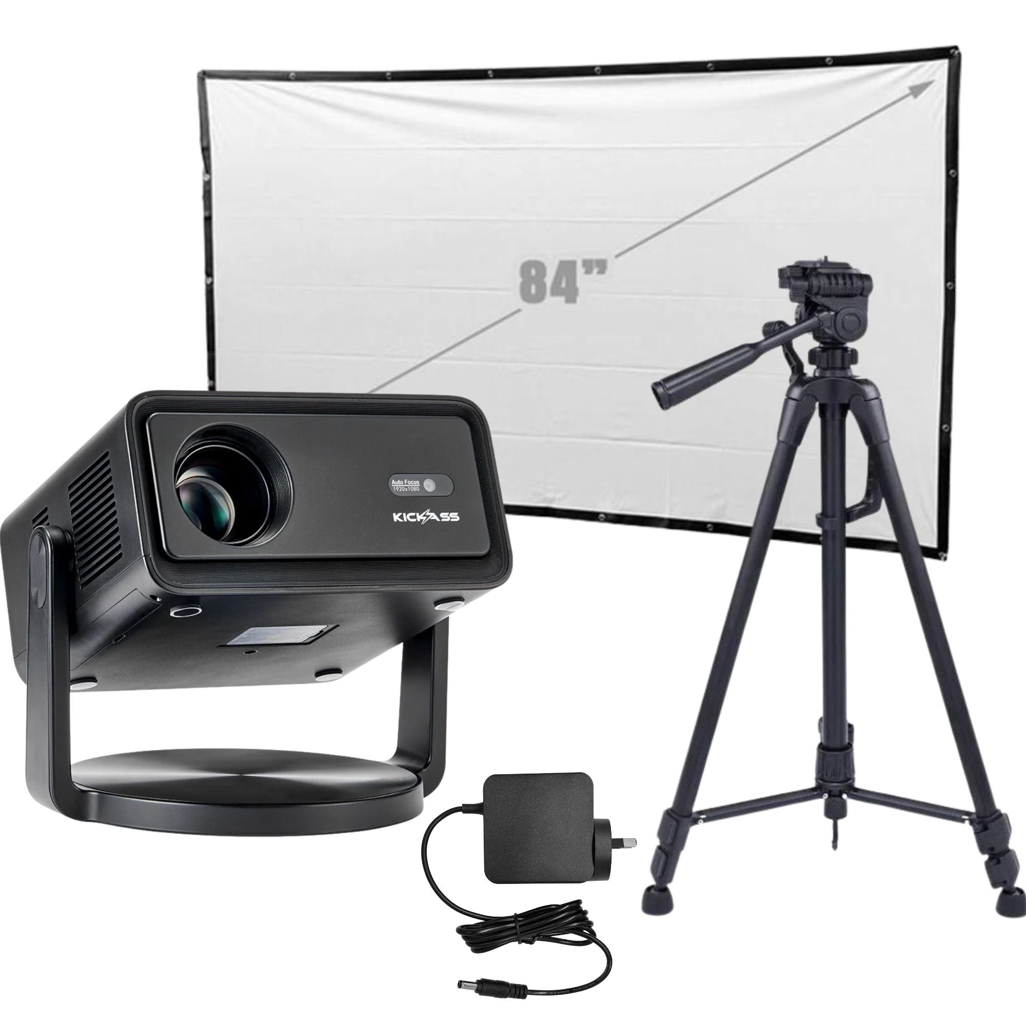12V FHD Outdoor Cinema Projector Bundle with 84