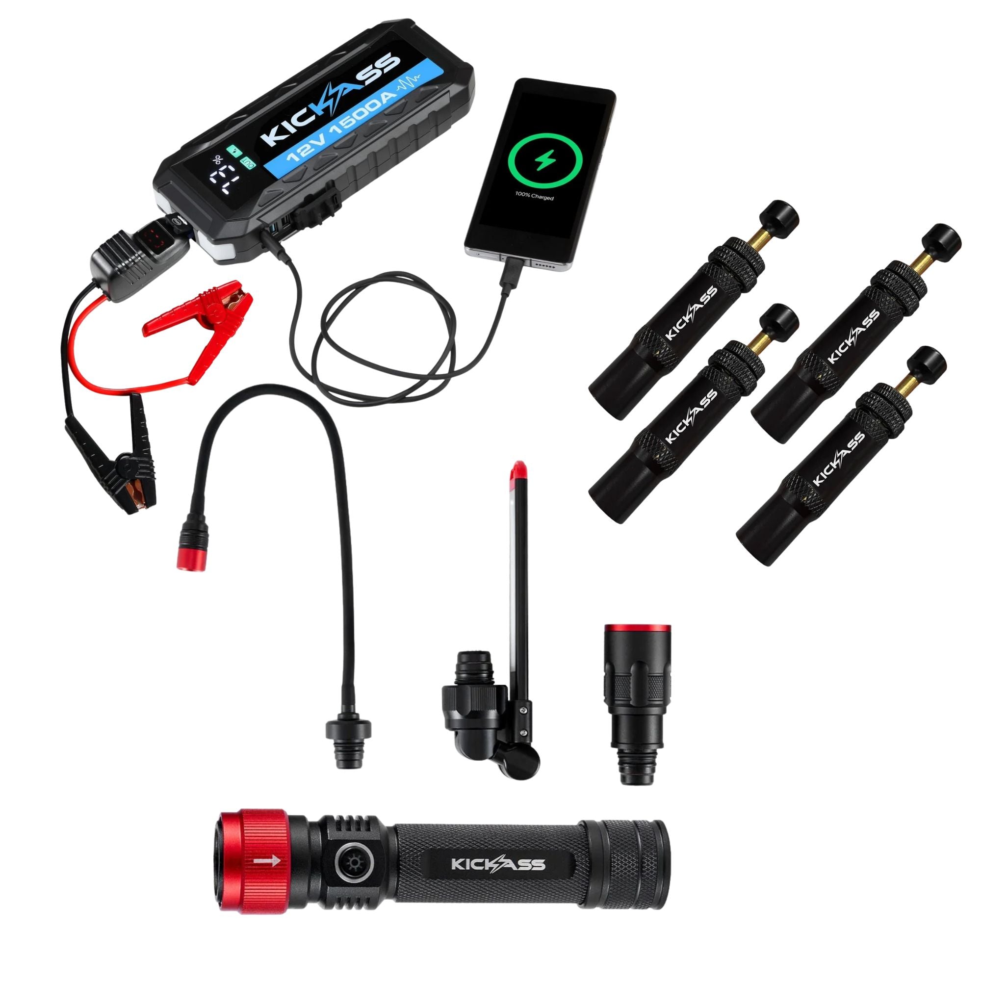 1500A Jump Starter Bundle with 3-in-1 Torch & Automatic Tyre Deflator ...