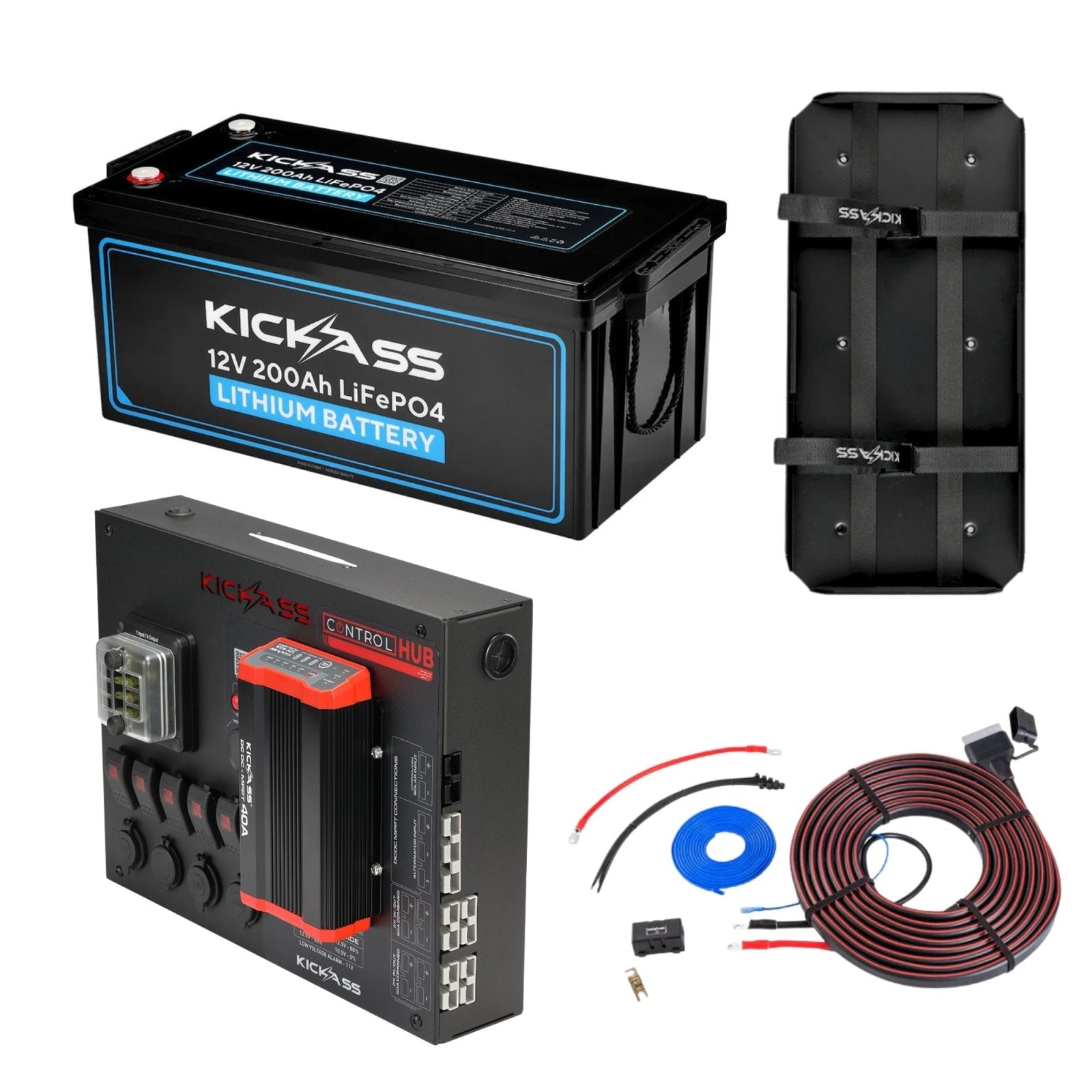 KickAss 12V 200Ah Lithium Premium Dual Battery Kit with Control Hub an ...
