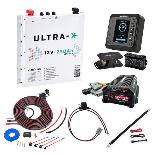 KickAss ProductsKickAss 230Ah Lithium Slimline Complete Dual Battery Kit with 40A DCDC Charger, Smart Shunt and Wiring - Arctic WhiteKADBK-230SLIMW-40A-SHUNT