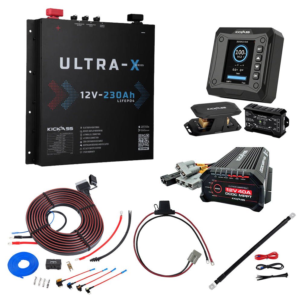 KickAss ProductsKickAss 230Ah Lithium Slimline Complete Dual Battery Kit with 40A DCDC Charger, Smart Shunt and WiringKADBK-230SLIM-40A-SHUNT