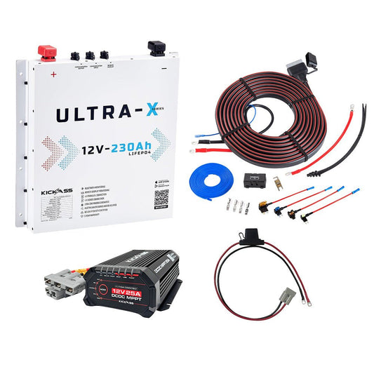 KickAss ProductsKickAss 230Ah Slimline Arctic White Lithium Dual Battery Kit with 40A DCDC Charger and Wiring KitKABUNDLE04