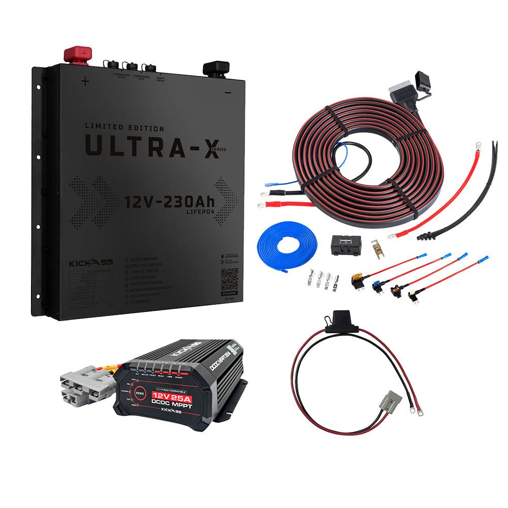 KickAss ProductsKickAss 230Ah Slimline Black Edition Lithium Dual Battery Kit with 40A DCDC Charger and Wiring KitKABUNDLE03
