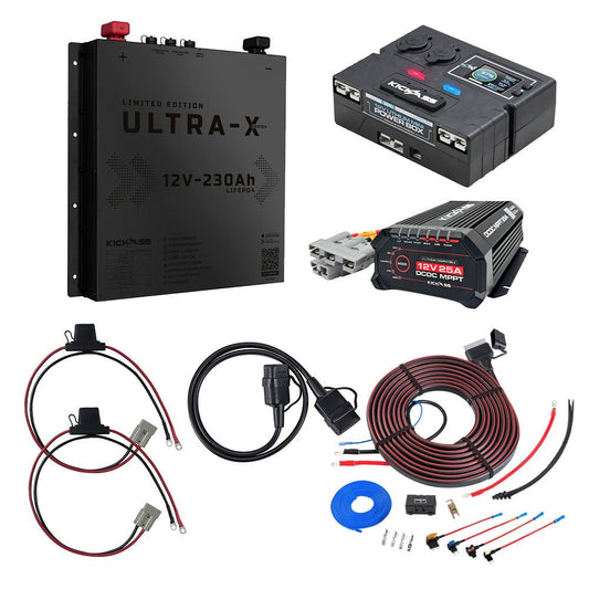 KickAss ProductsKickAss 230Ah Slimline Lithium Black Edition Complete Dual Battery Kit with 40A DCDC Charger with Bluetooth, 12V Control Box and Battery Monitor, PlugKADBBDL-230LBB-CB