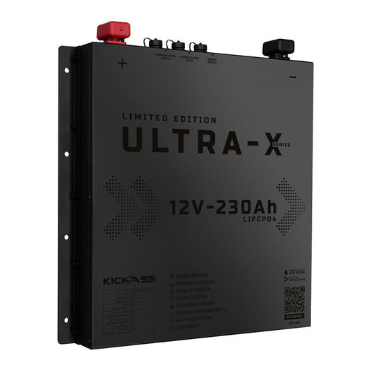 KickAss ProductsKickAss 230Ah Slimline Lithium Black Edition Complete Dual Battery Kit with 40A DCDC Charger with Bluetooth, 12V Control Box and Battery Monitor, PlugKADBBDL-230LBB-CB