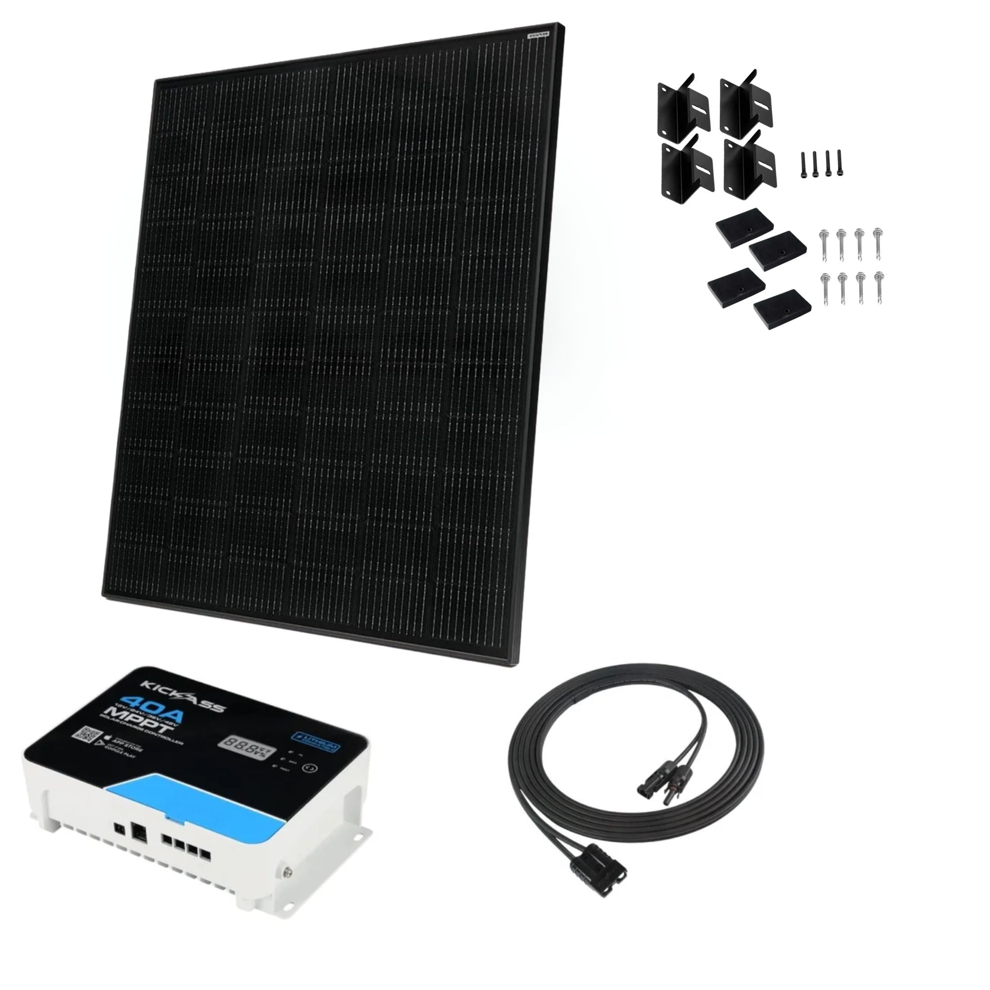 280W Ultra Slim Glass Solar Panel w/ 40A MPPT Controller & 5m Cable ...