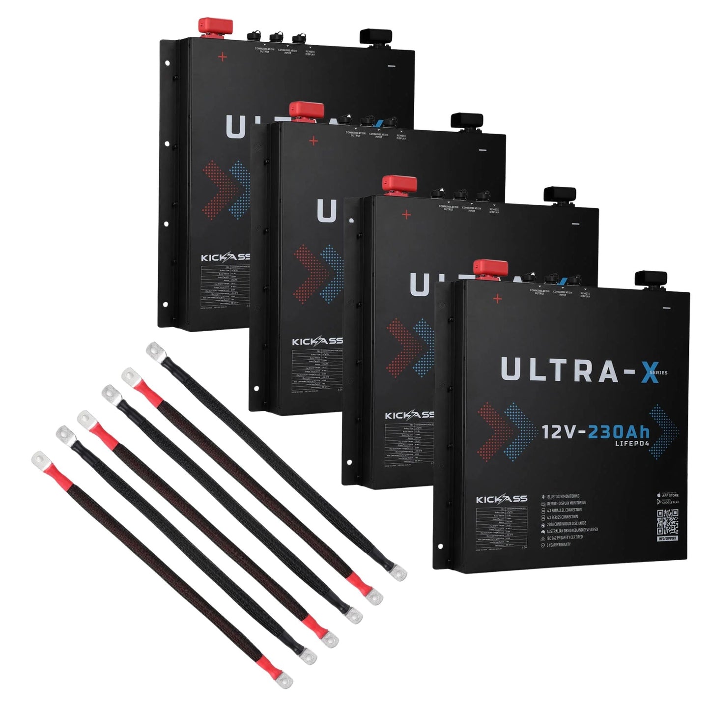 KickAss ProductsKickAss 920Ah Ultra X Slimline Lithium Battery Kit with Linking CablesKA - ULTRAX920AH - LINKKIT
