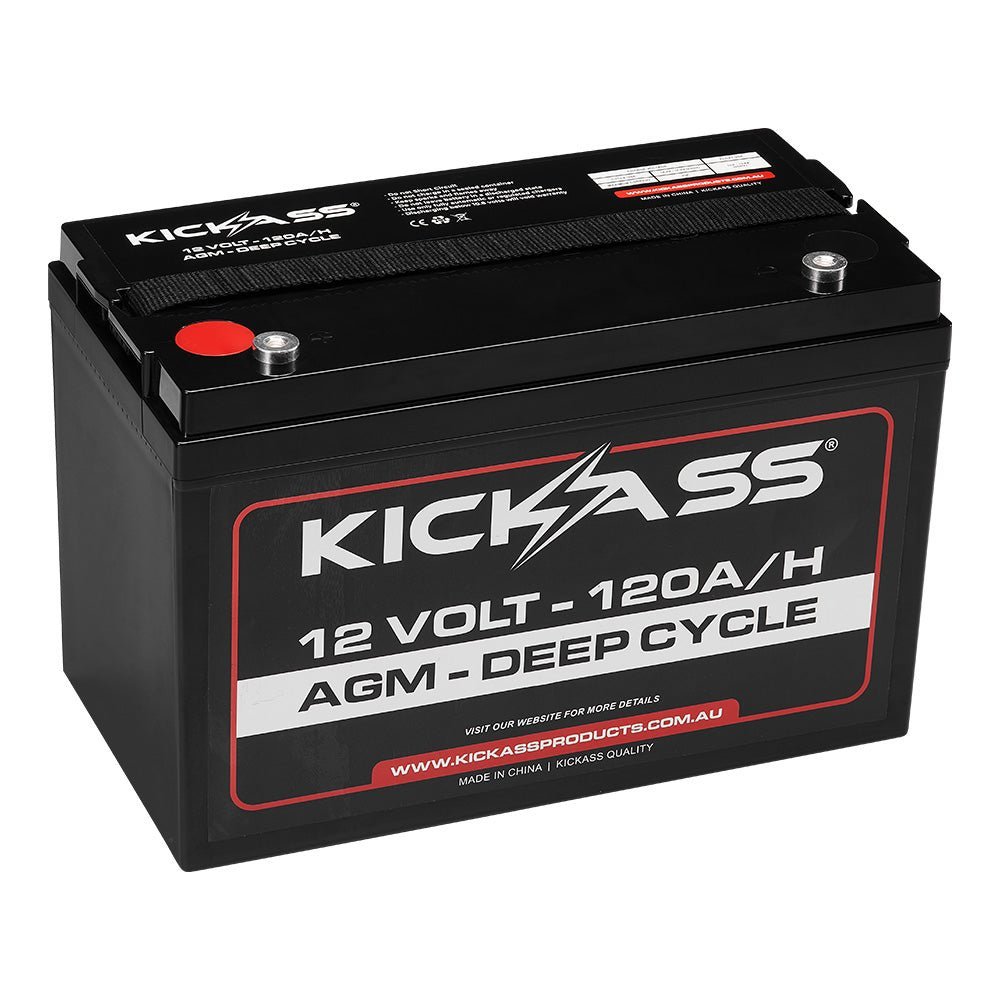 KickAss ProductsKickAss Battery Box with 25A DCDC Bundle with 120Ah AGM Battery, Wiring Kit, 22A Charger and 120W Solar BlanketKABUNDLE11
