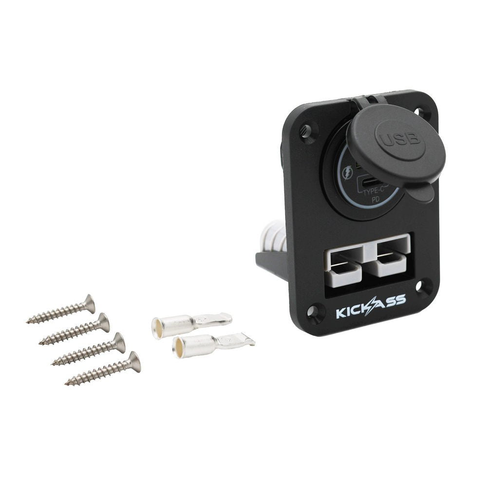 KickAss ProductsKickAss Double Flush Mount Housing - 50A Anderson Style Plug (USB A+C)KAFMPAnd+USB