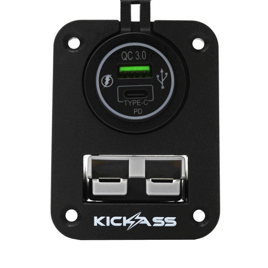 KickAss ProductsKickAss Double Flush Mount Housing - 50A Anderson Style Plug (USB A+C)KAFMPAnd+USB