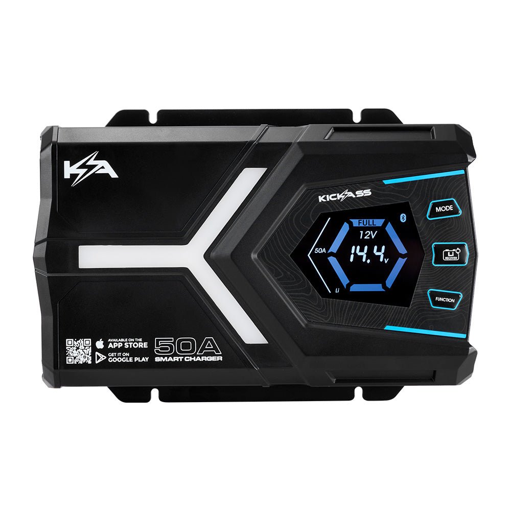 KickAss ProductsKickAss Flexicharge 12V 50A ACDC Smart Battery Charger For Lead Acid, AGM & Lithium Batteries + Integrated BluetoothKACHG1250BT