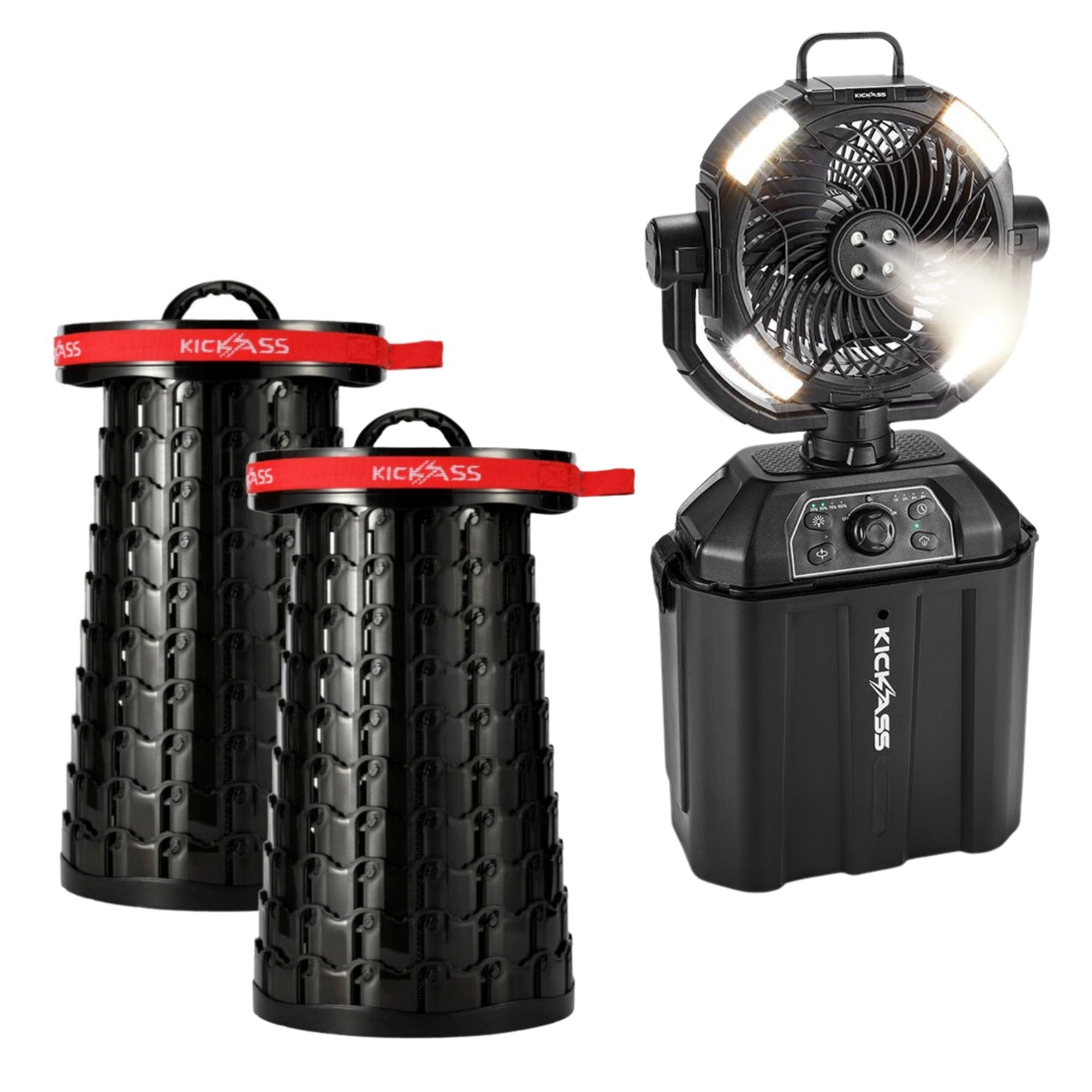 Portable 20,000mAh Misting Fan + 2x Portable Pop Up Stools Bundle ...