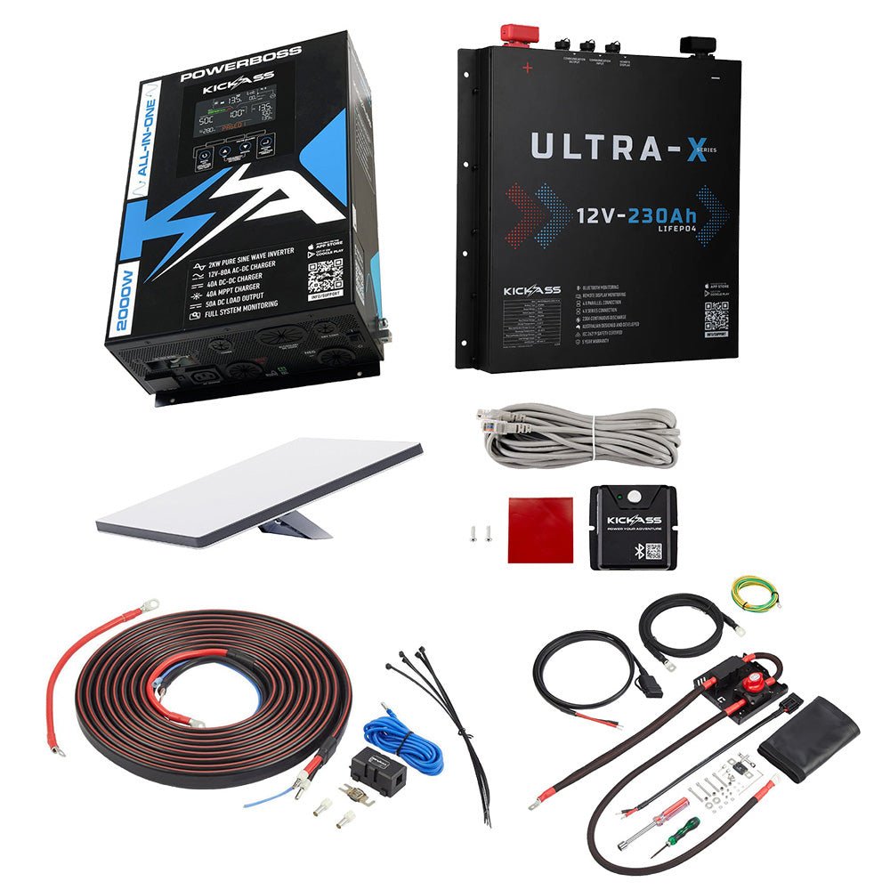 KickAss ProductsKickAss PowerBoss Bundle with 230Ah Ultra - X Slimline Lithium Battery, Starlink Mini and ConnectionsKA-POWERBOSS-230AHLIT-STLMINI