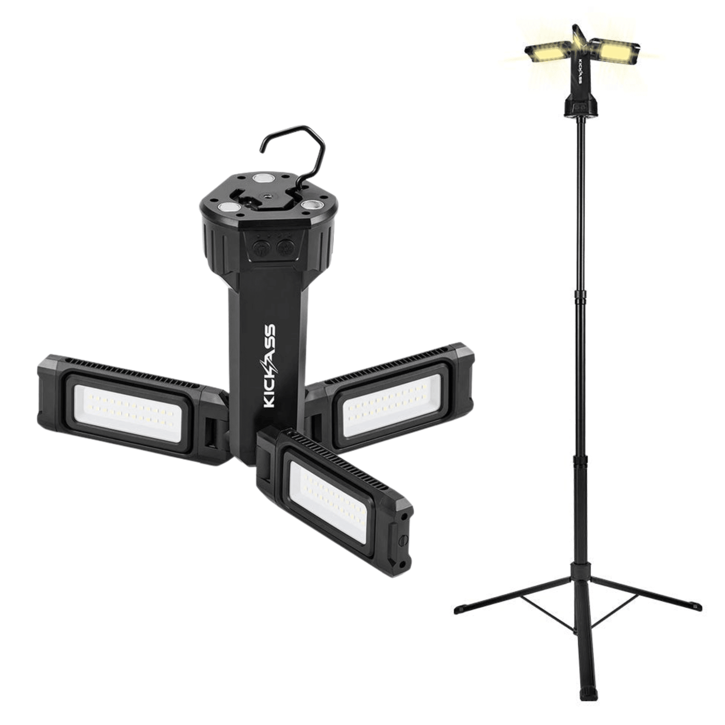 KickAss ProductsKickAss Rechargeable 1.7m Tripod Camping Light + 12V Anderson To USB Fast Charger BundleKABUN-CAMPLTRI17-FC12V