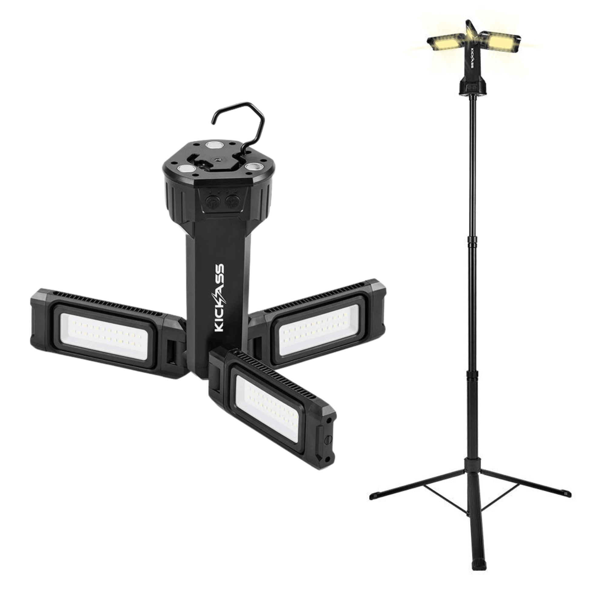KickAss ProductsKickAss Rechargeable 2.2m Tripod Camping Light + 12V Anderson To USB Fast Charger BundleKABUN-CAMPLTRI22-FC12V