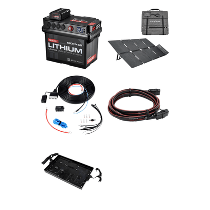KickAss ProductsKickAss Smart 125Ah Lithium Battery Box Power Station Bundle with 200W Solar Blanket, Wiring Kit & Extension LeadKA-JBOXLI125AH-25ADCDC-SOL200W-WIRING