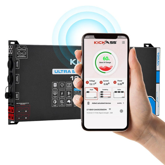 KickAss ProductsKickAss Smart 12V 105Ah Ultra Slimline Lithium Deep Cycle Battery LiFePO4KA12105ULTRASLIMX - LION