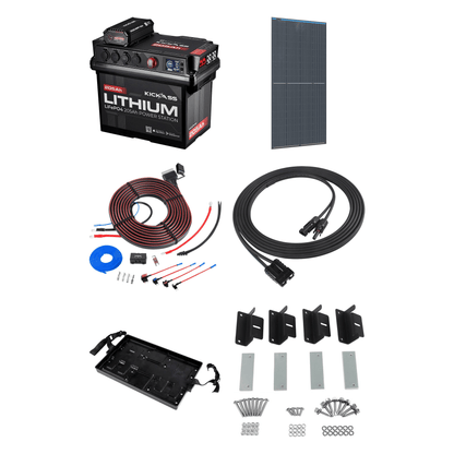 KickAss ProductsKickAss Smart 205Ah Lithium Battery Box Power Station Bundle with 250W Fixed Solar Panel, DCDC Wiring Kit & TrayKA-JBBOXLI205AH40A-SOL250W-WIRING