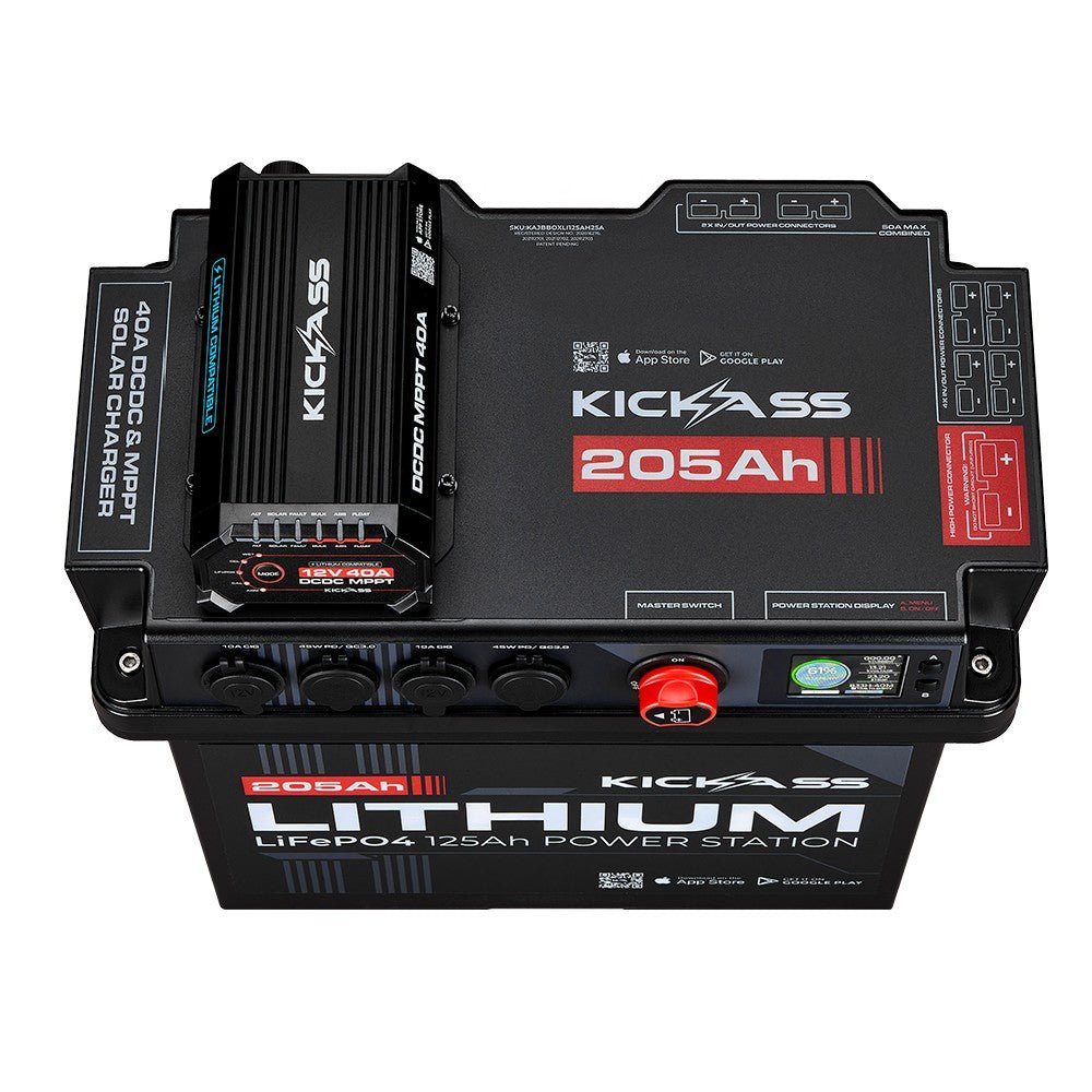 KickAss ProductsKickAss Smart 205Ah Lithium Battery Box Power Station with 40A DCDC Charger + Integrated BluetoothKAJBBOXLI205AH40A