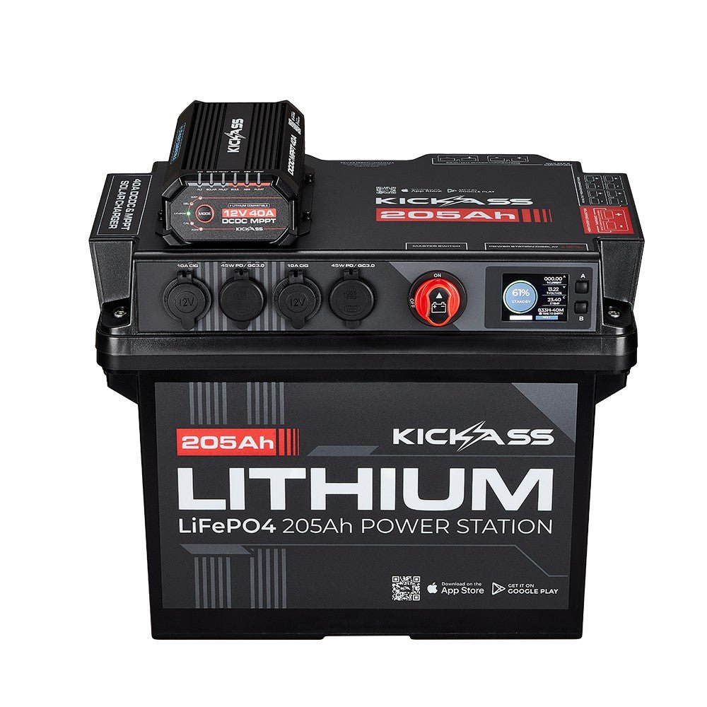 KickAss ProductsKickAss Smart 205Ah Lithium Battery Box Power Station with 40A DCDC Charger + Integrated BluetoothKAJBBOXLI205AH40A