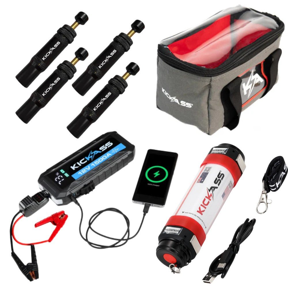 Jump Starter Bundle with Tyre Deflators, Torch & Canvas Bags – KickAss ...
