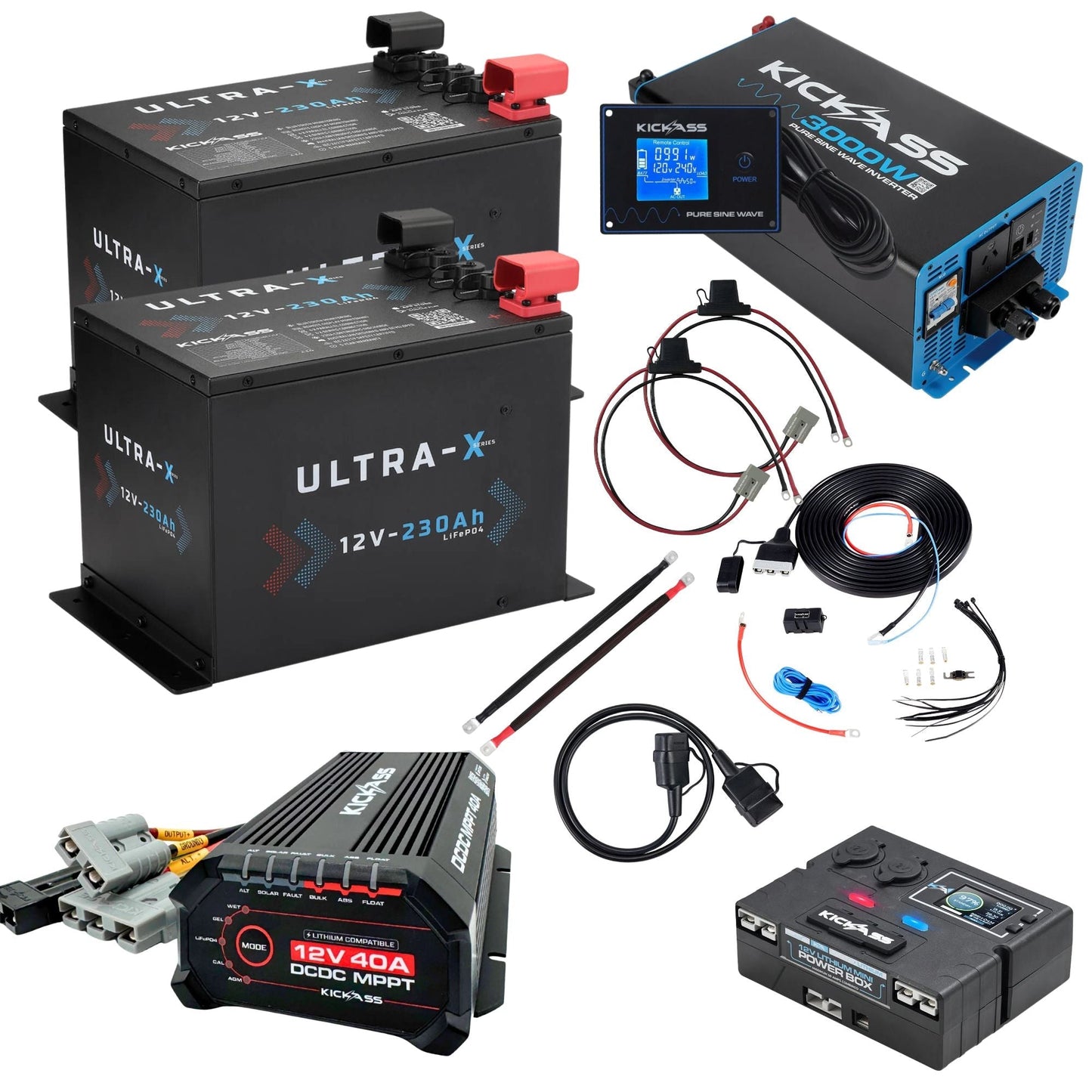 KickAss ProductsKickAss ULTRA - X 460Ah Compact Lithium Dual Battery Kit With 3000W Inverter and Control BoxKA - ULTRAX - 460C - 3000 - CB - KIT
