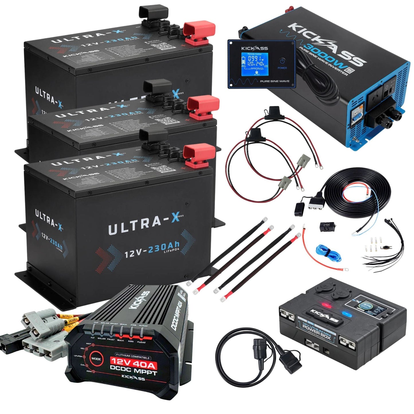 KickAss ProductsKickAss ULTRA - X 690Ah Compact Lithium Dual Battery Kit With 3000W Inverter and Control BoxKA - ULTRAX - 690C - 3000 - CB - KIT
