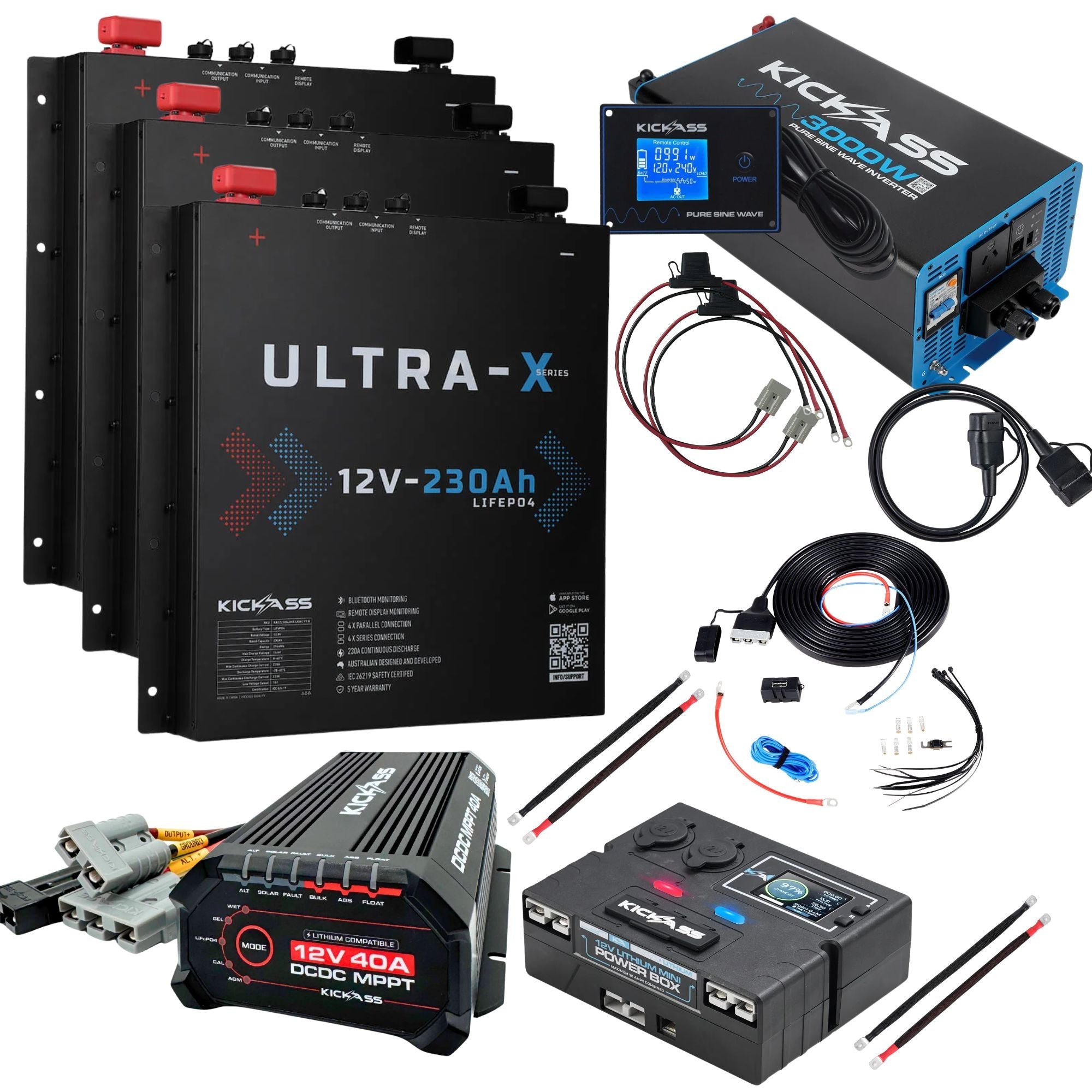 Triple 12V 230Ah Ultra-X Slimline Lithium Kit w/ 3000W Inverter ...