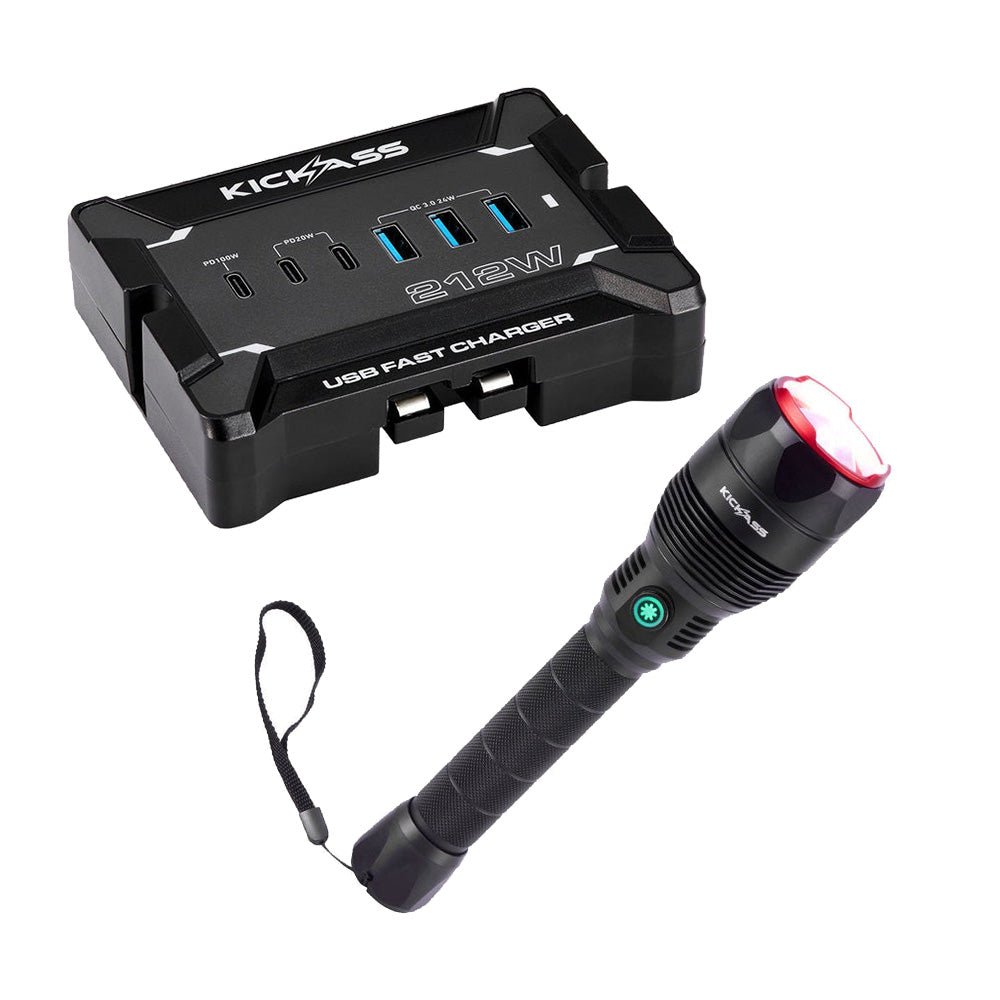 KickAss ProductsKickAss Ultra Zoom 1000 LED Flashlight + 12V Anderson To USB Fast Charger BundleKABUN-ULTRAZOOM-ANDUSB
