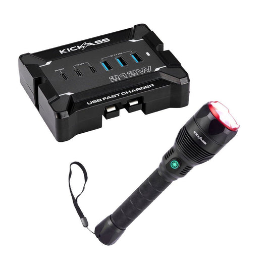 KickAss ProductsKickAss Ultra Zoom 1000 LED Flashlight + 12V Anderson To USB Fast Charger BundleKABUN-ULTRAZOOM-ANDUSB