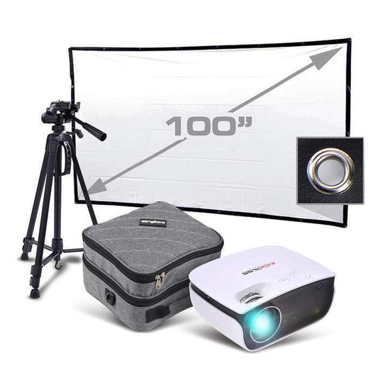 KickAss Projector & 100" Eyelet Screen Cinema Package Main Image