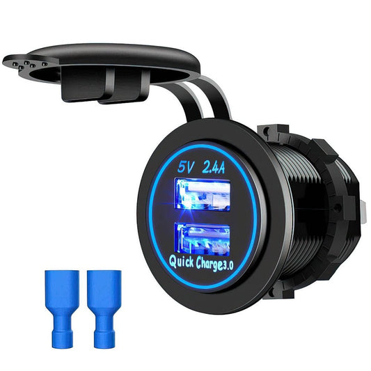 PRO Dual USB Accessory Socket QC3.0 + 2.4A Blue illumination